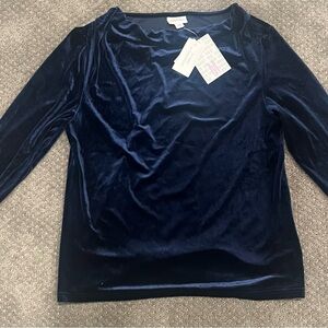Lularoe Catherine Navy Velvet Long Sleeve Cowl Neck Shirt Medium NWTNW